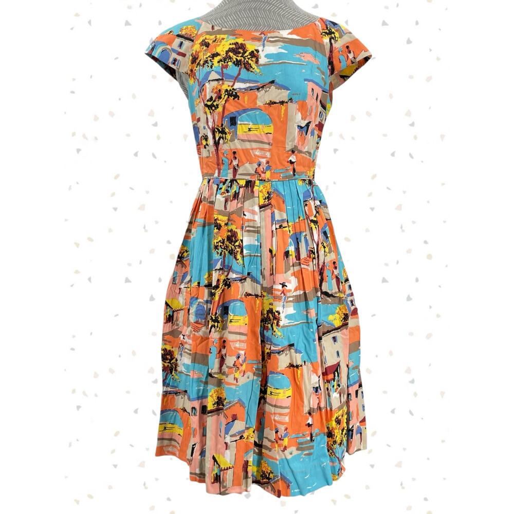 Emily + Fin Claudia Havana Dress Pleated Skirt Summer Coastal Print Size S - NEW